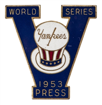 1953 NY Yankees World Series Press Pin
